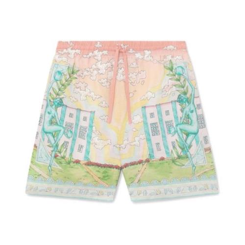 Art Deco Linen Shorts MultiColour