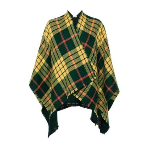 Grønn Tartan Check Cape Jakke