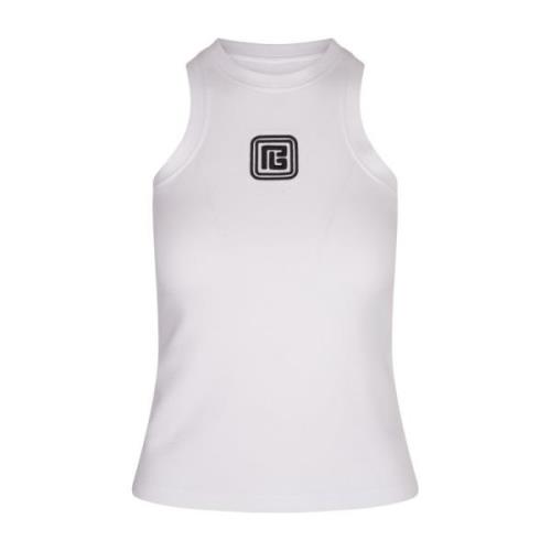 Hvit Tank Top med Retro Logo