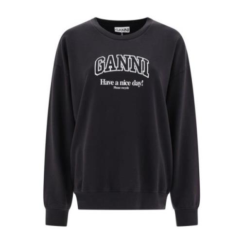 Sort Logo Sweatshirt Rund Hals Lange Ermer