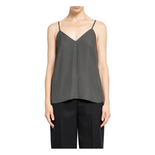 Satin V-Neck Crepe Top