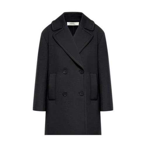 Sort Peacoat med Bred Revers