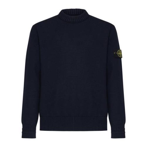 Blå Crew Neck Sweater Logo Badge