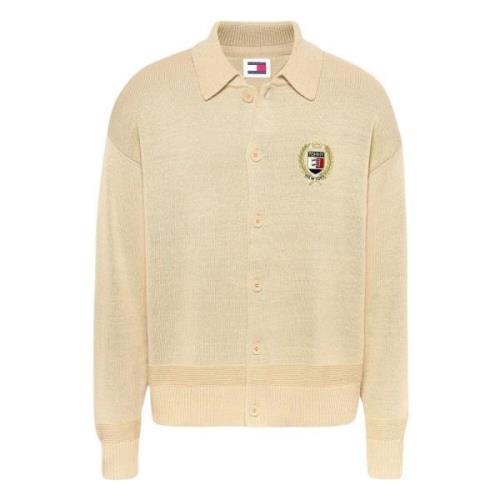 Beige Ull Polo Cardigan Sweater