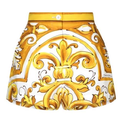 Majolica Print High-Waisted Shorts