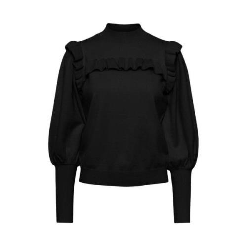 Ruffle Sleeve Sweater - Svart