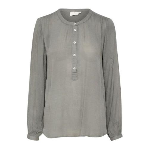 Bluse med puffede ermer Smoked Pearl