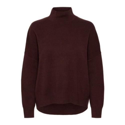 Stripete Turtleneck Pullover Brun Puce