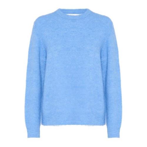 Blå Strikket Pullover Harrietiw Stil