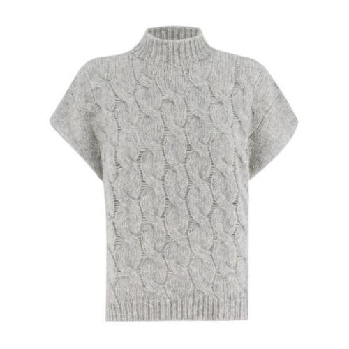 Elegant Strikket Pullover med Høy Krage