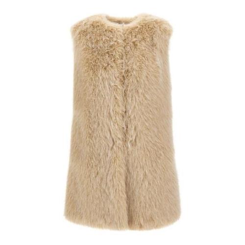 Faux Fur Vest Sand Ekstra Myk