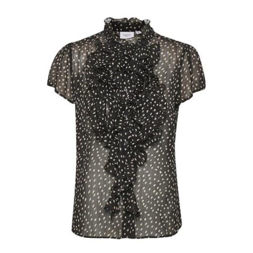 Polka Dot Svart Bluse