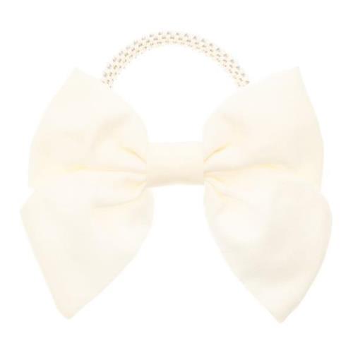 Satin BOW Hair TIE OFF White