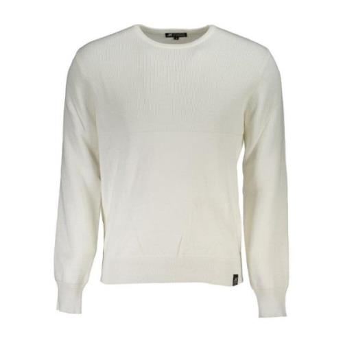 Hvit Crew Neck Sweater med Kontrastdetaljer