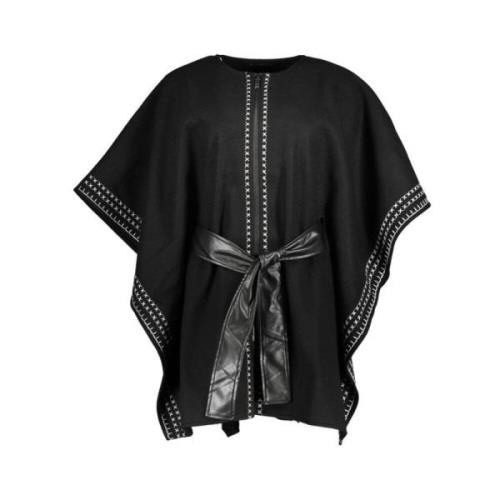 Elegant Poncho med Rund Hals