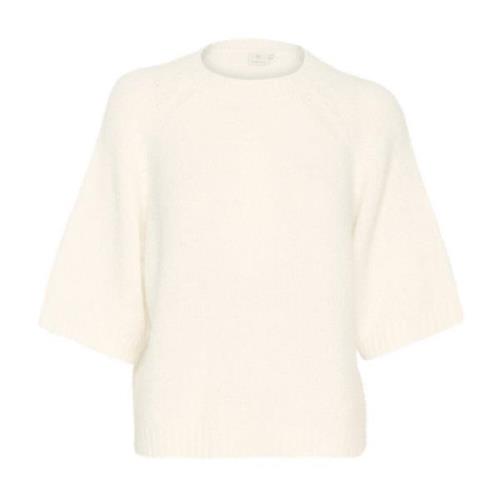 Cropped Strikket Pullover med Fint Mønster