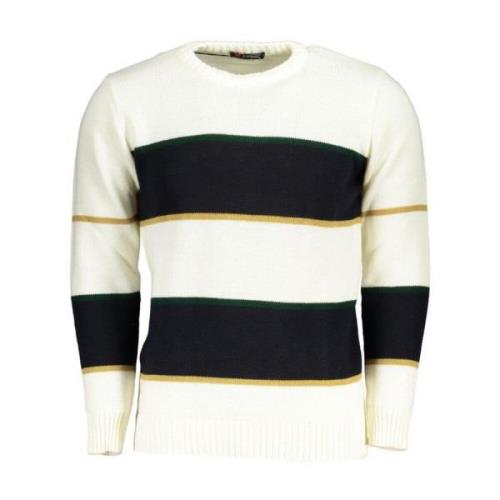 Hvit Crew Neck Sweater Kontrastdetaljer