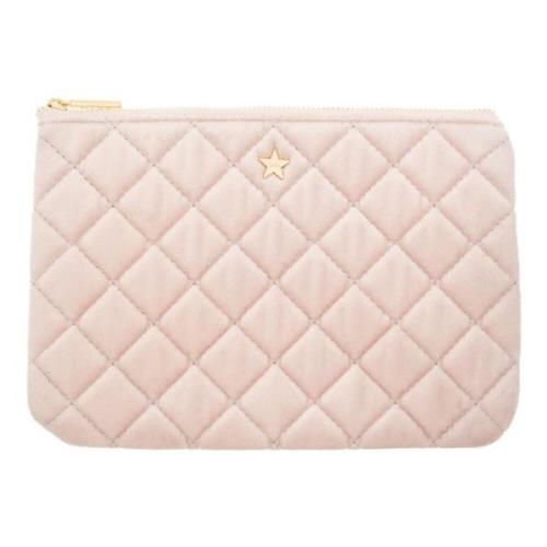 Velvet Quilted Liten Pung MED Glitrende Blek Rosa