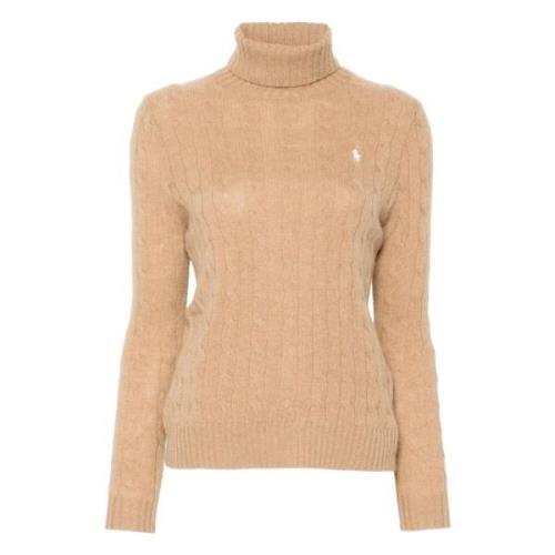 Beige Strikket Genser med Polo Pony