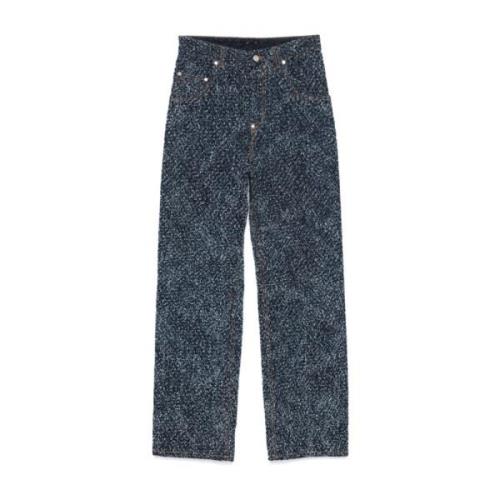 Blå Denim Straight Leg Jeans