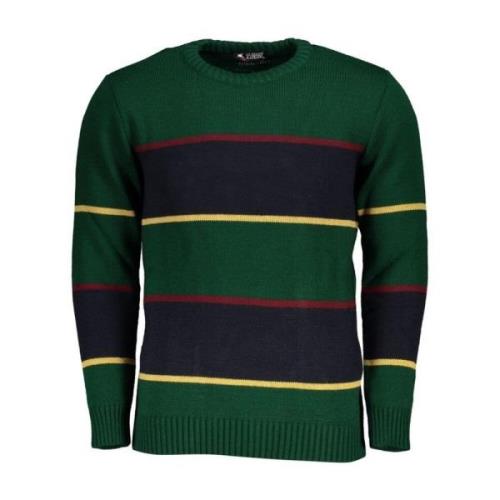 Grønn Crewneck Sweater Kontrastdetaljer