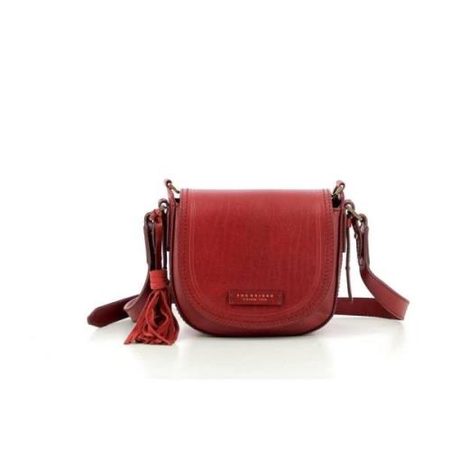 Rød Skinn Crossbody Veske Retro Stil