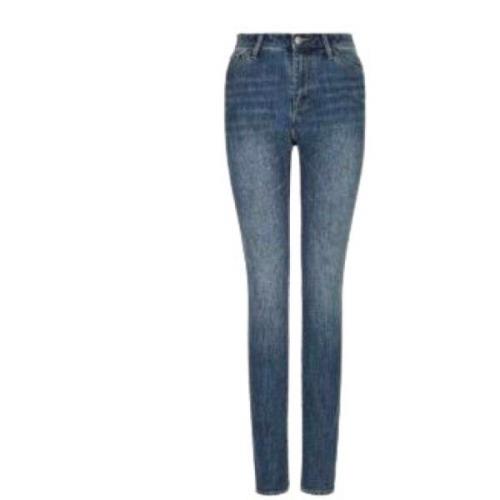 Høy midje smale jeans indigo denim