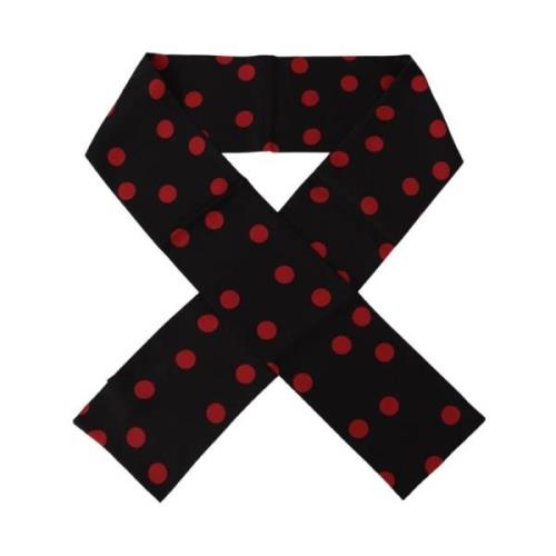 Sort Silke Polka Dot Skjerf