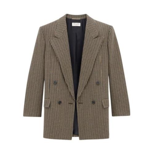 Rutete Beige Svart Brun Blazer