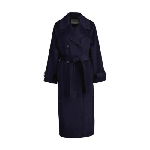 Klassisk Wool Trench Coat - Kveldsblå