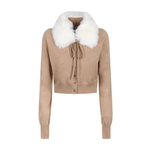 Beige Avtagbar Krage Cardigan