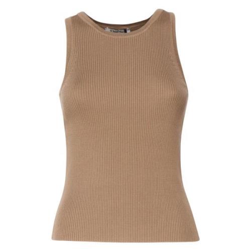 Beige Ribbed Tank Top Sweater