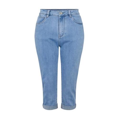 Blå Denim Capri Bukser Sommer