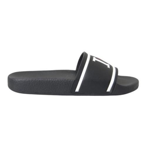 Svart skinn I Love D&G Slide Sandaler