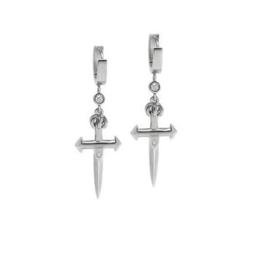 Mens Skyfall Small Sword Earrings in Silver