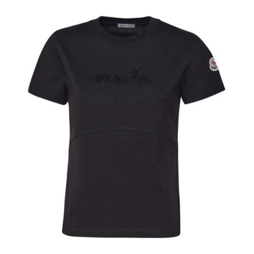 Sort Bomull Jersey Crew Neck T-skjorte