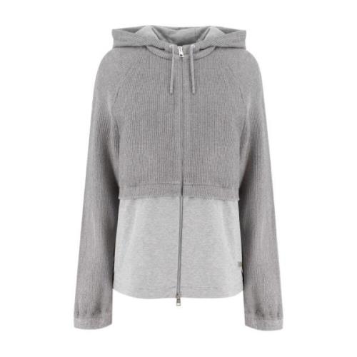 Dobbeltstoff Zip Sweatshirt med Justerbar Hette