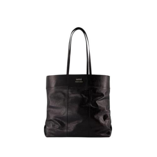 Svart Skinn Shopper Bag