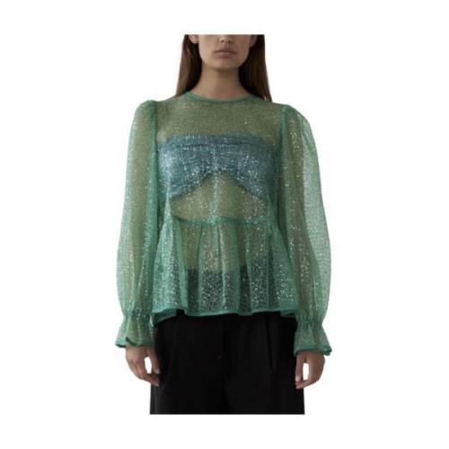 Paljettbluse i Bright Mint