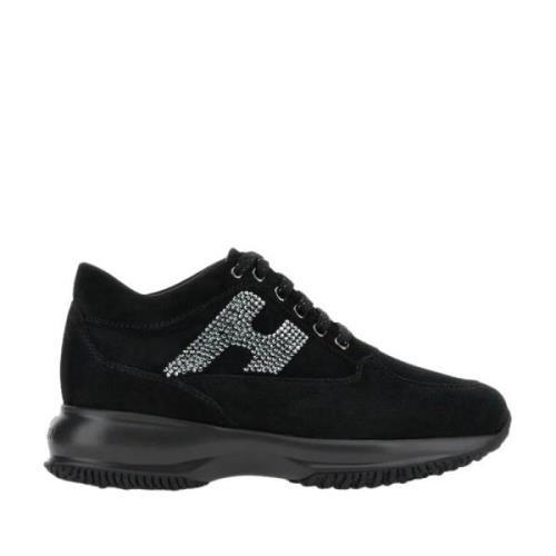 Svarte Sneakers med Rhinestone Detalj