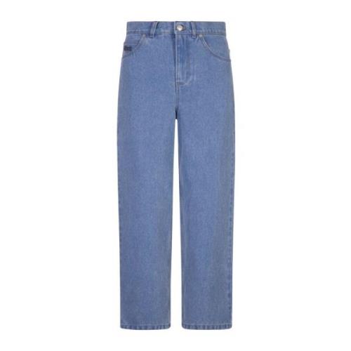 Blå Coated Denim Gulrot Passform Jeans