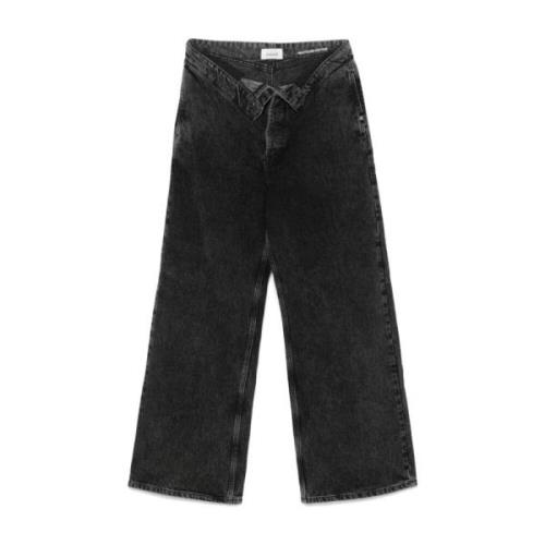 Svart Denim Wide Leg Jeans