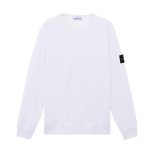 Ribbet Crewneck Børstet Bomull Fleece Genser