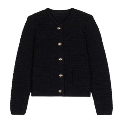 Klassisk Fransk Tweed Cardigan - Svart