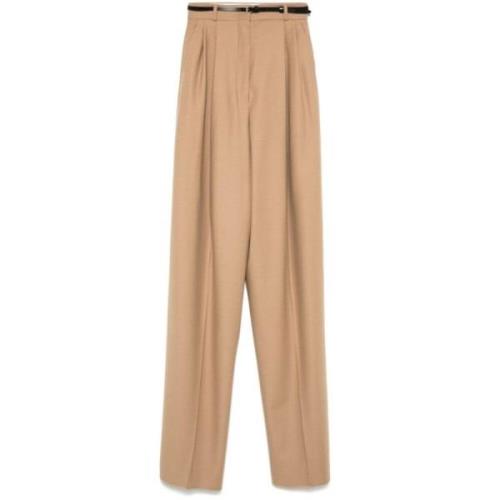 Beige Ullblanding Wide Leg Bukser