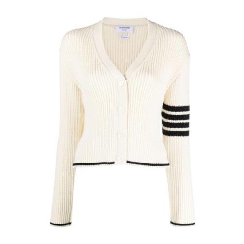 Hvit Kabelull Cardigan Sweater