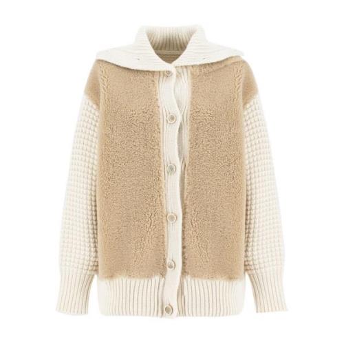 Ruffled Shearling Aviator Jacket