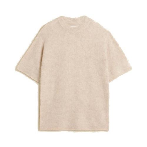 Beige Fluffy Strikket Tee Sand