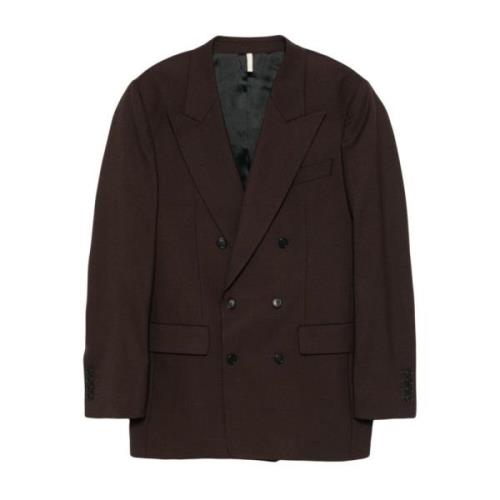 Brun Twill Vevd Dobbeltspent Blazer