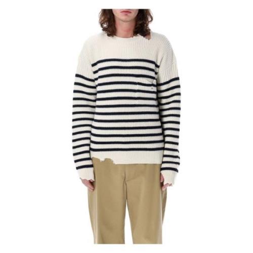 Stripete fiskerjumper Navy Ecru